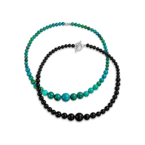 Collier de perles fines turquoise et onyx noir anti-ternissement femme