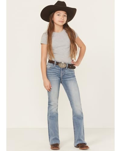 Miss Me Girls' Floral Embroidered Medium Wash Bootcut Stretch Denim Jeans - K5082B192 12 REG3