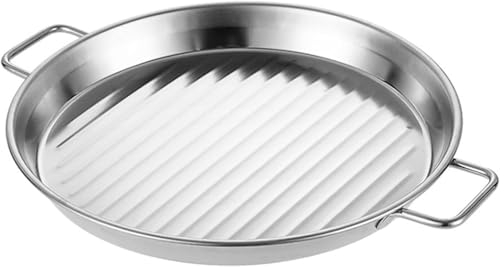 Paellera, Antiadherente para freír marisco Sartén, Utensilios para cocinar Queso Menaje de Cocina para el hogar o el Restaurante(Silver,Small)