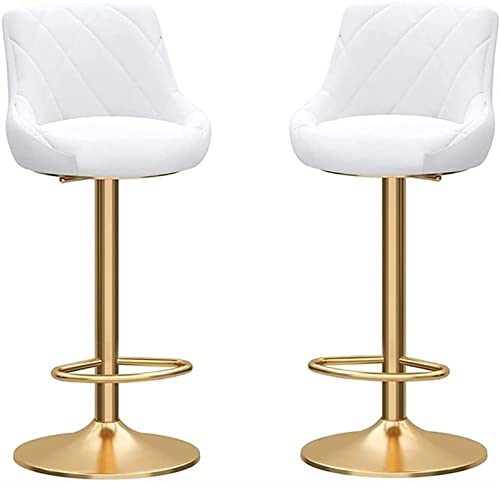 Taburetes de bar tapizados de terciopelo con respaldo de altura ajustable, sillas de comedor para cocina, restaurante, cafetería, bistró, silla alta para balcón, juego de 2