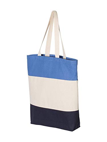 Q-Tees 11L Tri-Color Tote One Size Navy/Natural/Carolina Blue
