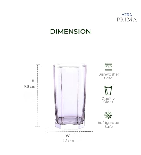Image of Yera Prima Pyramid Zest Designer Tumbler Set of 4, 210 ml Each | Tumblers for Water, Cold Drinks, Juice | Dishwasher Safe | for Daily use & Gifting