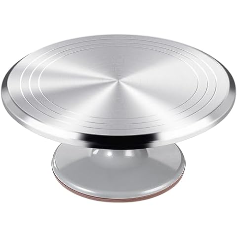 12 Inch Round Aluminum Revolving Cake Decorating Stand,Cake Turntable, Rotating Cake Stand,for Cake,Pastries and Cake Decorations Cover