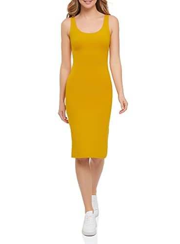 oodji Ultra Damen Jersey-Kleid mit Dünnen Trägern, Gelb, DE 34 / EU 36...