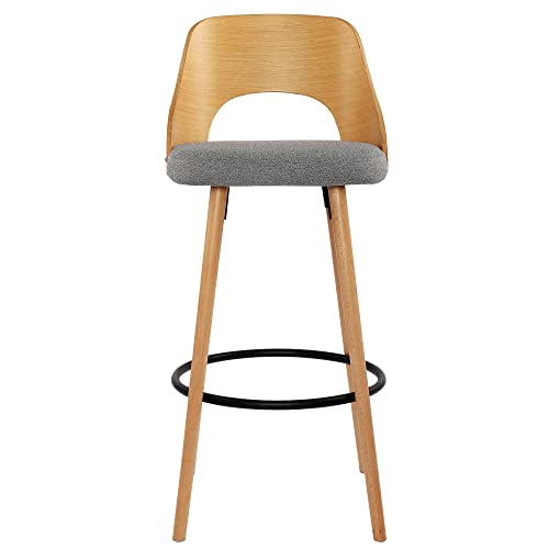 Nobpeint Wooden Bar Chairs With Solid Wood Backrest, Metal Footrest, 30 Inch Height, Walnut Finish (4, Beige) #TOP2