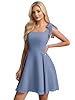 Lvloet Steel Blue Chiffon Bridesmaid Dresses 2025 A Line Chiffon Maid of Honor Dress Bow Strap Square Neck Short Prom Party Gowns for Women Size 14 #5