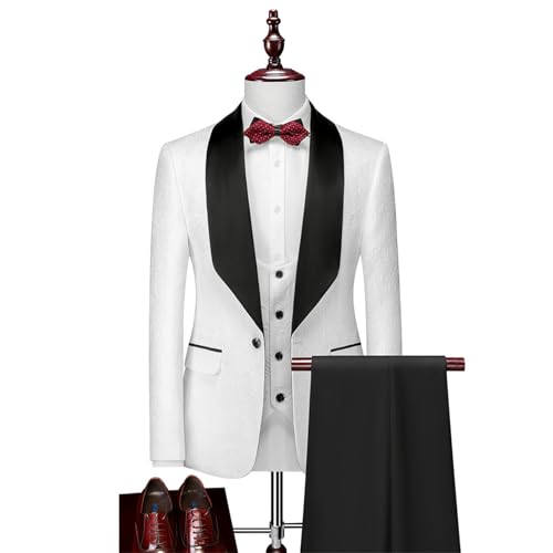 Mens Tuxedo Suit Set 3 Pieces Floral Paisley Blazer Jacket Vest Pants Set for Wedding Prom Cocktail2