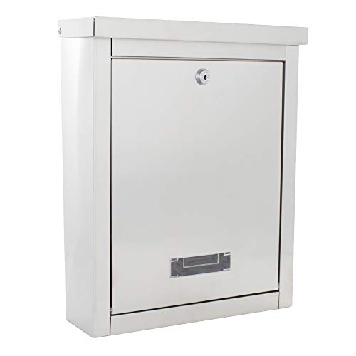 Preisvergleich Produktbild Rottner Edelstahl Briefkasten Brighton, Gebürsteter Edelstahl, INOX, Postkasten, Klappe / Tropfnase, Zylinderschloss