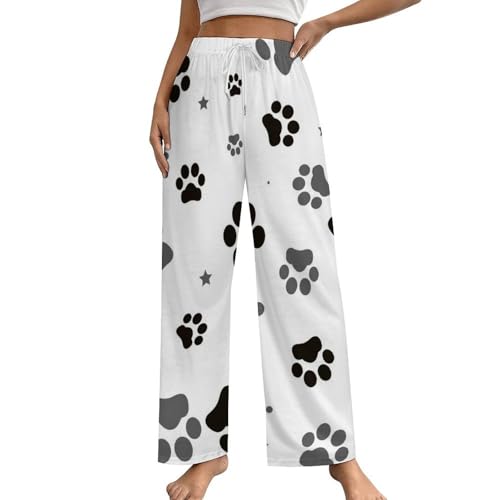 Vêtement pantalon de nuit femme motif patte de chien bas pyjama taille S