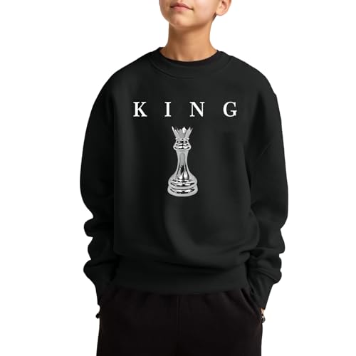 Boy's Graphic Long Sleeve Sweatshirts Youth Crewneck Sweatshirt Teen King Chess Shirt Designer Urban Pullover Tops