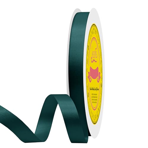 Image of Double Face Teal Satin Ribbon 1 /2 inch X 50 Yards Polyester Teal Ribbon for Gift Wrapping Very Suitable for Weddings Party Invitation Decorations and More