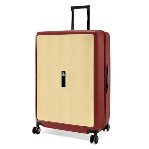 Image of Nasher Miles Zanzibar TSA Lock Hard-Sided Polycarbonate 8 Wheels Double Spinner Check-in Luggage Yellow Maroon 28 inch |75cm Trolley Bag| Suitcase,Large