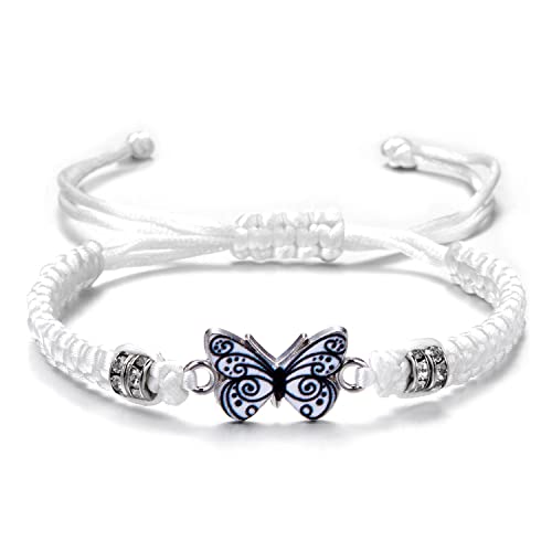 Image of COLORFUL BLING Butterfly Charm Bracelets Adjustable Hand Woven String Bracelets BFF Gift for Women