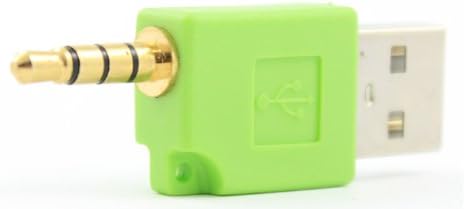 SANOXY USB Data Charger Dongle Adapter for iPod Shuffle 2nd Generation | Gold Plated Connector (Green)