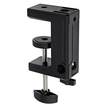 Color: Black; Material: Plastic; Clip Range: 0 - 60 mm/0 - 2.36 inch; Mounting Clamp Hole Diameter: 12 mm/0.47 inch Material - Made of plastic is lightweight and easy to carry. The adjustable screw of the desktop mounting clip is designed to better m...