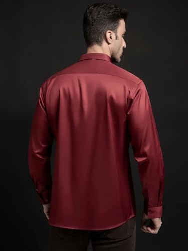 Image of IndoPrimo Men's Stylish Solid Satin Casual Shirt for Men Full Sleeve
