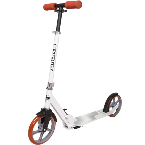 Story Original Urban Go - Patinete plegable | Marco de aluminio ligero | Manillar ajustable | Ruedas grandes de 200 mm (marrón y blanco)
