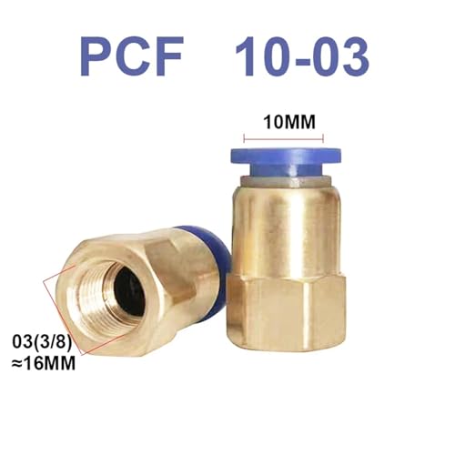 Conector neumático PCF recto con rosca hembra de 1/4 para tubo de 6mm 3