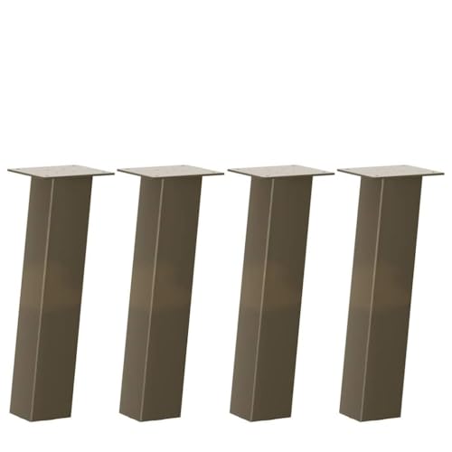 Teenpull Pieds de Table Basse en Acier Naturel 42 cm 4 pièces avec Patins Caoutchouc pour Meubles, bancs, Tables Basses et Bureaux Design Contemporain