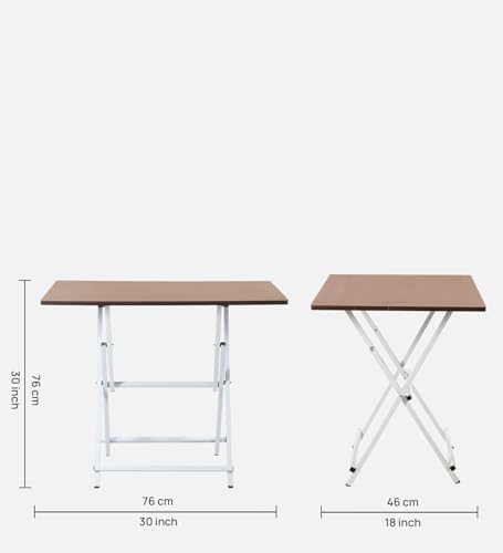 Image of Faburaa Compact Foldable 2 Seater Dining Table | Strong CRC Steel Frame | Easy Fold & Store Design | 30x18 Inch | Light Brown