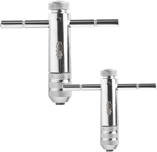 ZRUEWOT 2 Pièces Clé à Tarauder de T Clé à Taraud Réglable Réglable Porte Taraud à Cliquet pour Tarauds Métriques M3-M8/M5-M12