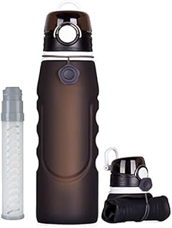 35oz Filtered Water Bottle, Silicone collapsible Water Bottle for Travel BPA Free, Ultra Filtration Water Purifier & Filter, Survival Water Bottle for Backpacking Hiking