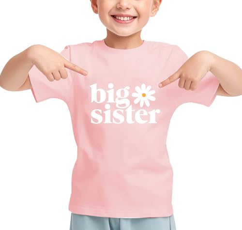 Image of Big Sister Shirt Baby Girl Announcement Toddler Shirts Sibling Reveal Short Sleeve Cute Tee