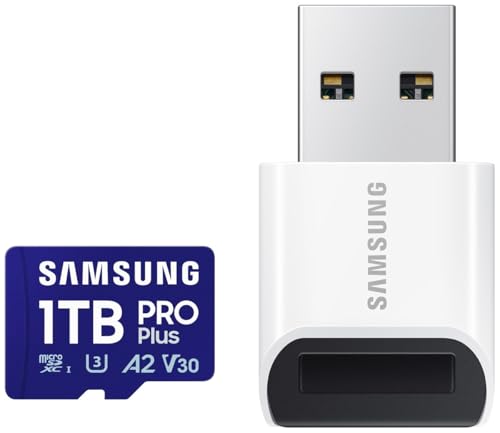 Image of Samsung PRO Plus (2024) microSD Card + USB Card Reader, 1TB, UHS-I U3, Full HD & 4K UHD, 180MB /s Read, 130MB /s Write, Memory Card for Smartphone, Action Cam, Handheld Console, MB-MD1T0SB /WW