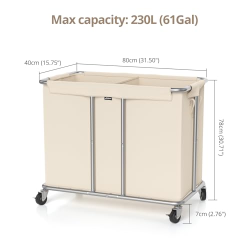 Hodonas-Rolling-Laundry-Hamper-2-Section-Beige-315Lx1575Wx307H-230L61Gal-Storage-Capacity-with-Metal-Structure-Removable-Liner-and-Silent-Casters-Sturdy-Clothes-Hamper-for-Home