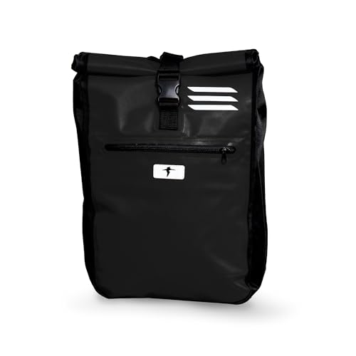 Rolltop Rucksack Wasserdicht- Red Loon Fahrrad Rucksack Männer | Kurier Rolltop wasserdicht | Wasserfester LKW Plane | Motorrad Rucksack wasserdicht - schwarz