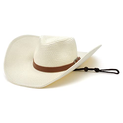 Chapeau panama homme et femme pour la plage avec cordon réglable anti-vent