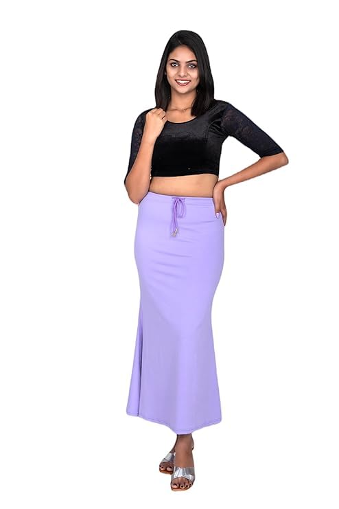 Women’s Microfilament Spandex Fabric Petticoat – Regular Fit Polyester Blend Saree Underskirt, Lavender-image-14