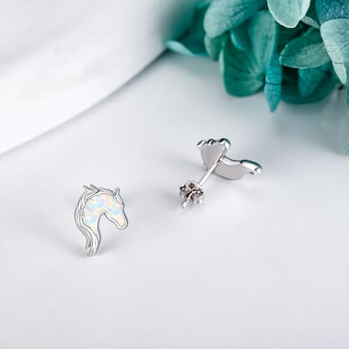 YAFEINI Horse Earrings Sterling Silver Opal Horse Stud Earrings Horse Jewelry Gifts for Women Girls3