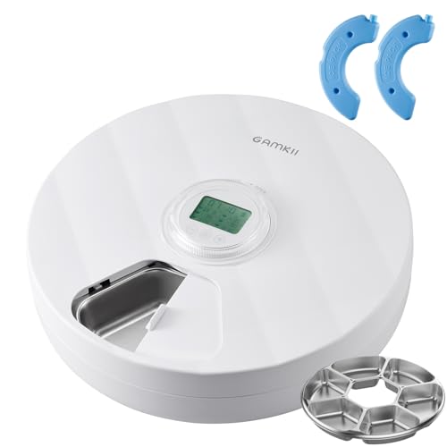 GAMKII Distributeur automatique de nourriture humide pour chat 6 repas, alimentation par batterie, distributeur automatique de nourriture humide pour animaux de compagnie avec minuterie, fonction