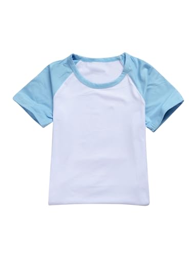 Kids 2-piece Athletic Outfit Short-sleeve T-shirt With Bowknot Shorts For Workout Gym Hiking Light Blue 5-6 Years2
