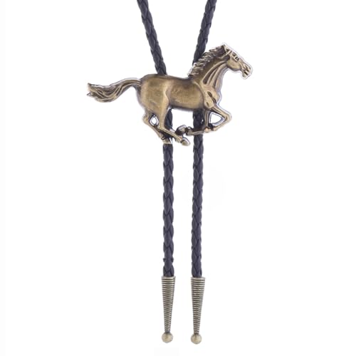 Image of Western Cowboy Bolo tie for Men Women Gold Silver Death Skull Moth Cross Bolo Tie Christmas Deer Rooster Wolf Necktie Gift