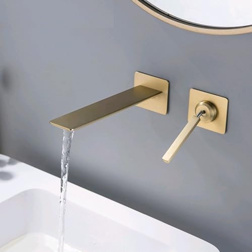 Robinet de lavabo encastré TTDGYYXW or brossé pour salle de bains eau chaude et froide