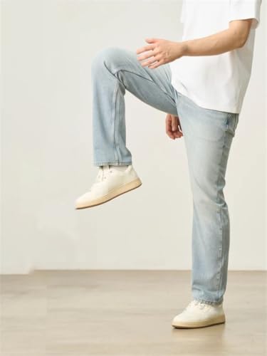 Men's Loose Straight Jeans Elastic Lycra Fabric Denim Trousers Casual Pants2