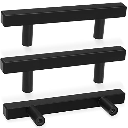 AEEKEL 30 Pack Square Cabinet Handles Matte Black Drawer Pulls 5" Length, 3" Hole Center Kitchen Handles for Cabinets Pulls, Stainless Steel Cabinet Hardware for Bedroom Bathroom Office by AEEKEL - Used condition - US$23.72