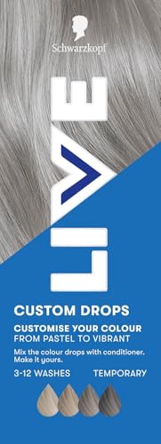 Schwarzkopf LIVE Colour Custom Drops Ice Silver, Temporary Hair Dye Drops for Customised Colour Intensity, Silver Hair Dye