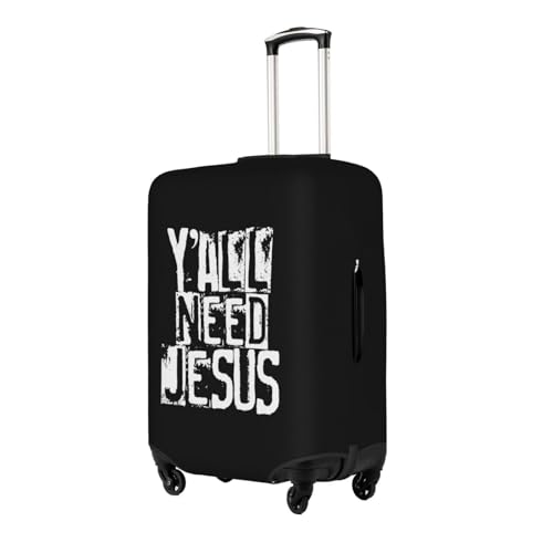 Y'All Need Jesus Luggage Covers Dustproof Anti-Scratch Luggage Suitcase Protective Cover Elastic Washable 22-24 Inch Luggage Suitcase Protective Cover, Large, White2