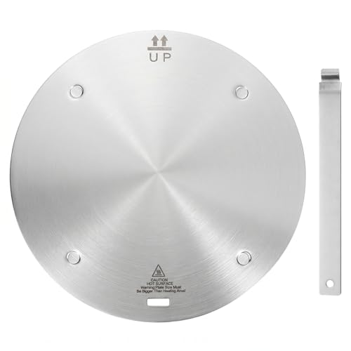 11inch Heat Diffuser Plate, Grourarty Stainless Steel Cooking Induction Adapter Simmer Plate for Electric Gas Glass Cooktop Hob Ring, Induction Cooktop Converter Plate with Handle