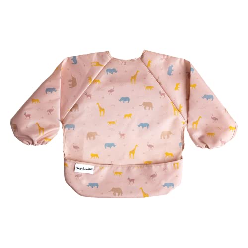 Image of Tiny Twinkle Long Sleeve Bib for Babies & Toddlers – Waterproof Smock Bib for Eating – Machine Washable & Mess-Proof, Baby Feeding Essential & Shower Must-Have(Petite Safari, 6–24M)