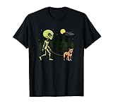 divertente staffordshire bull terrier alien walking ufo pet dog maglietta