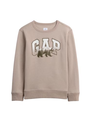 GAP Sweat-shirt à col rond avec logo pour garçons, Caille, Small