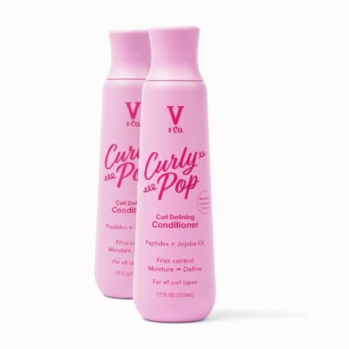 V&amp;CO. Curly Pop Curl Defining Conditioner – Sulfate Free &amp; Paraben Free Hydrating Hair Care with Peptides,Amino Acids &amp; Jojoba Oil for Moisture,Frizz Control-&amp; Curl Definition – 12 fl oz,(Pack of 2)