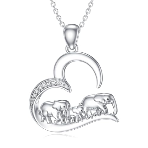 Elephant Necklace for Women 925 Sterling Silver Natural Gemstone Elephant Pendant Luck Jewelry Christmas Birthday Gift for Wife Mom