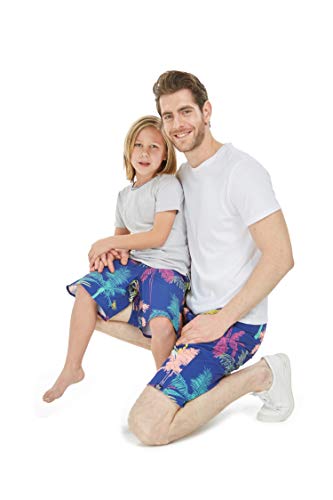 Father Son Matching Hawaiian Beach Board Shorts Swimwear Spandex in Crayon Palms4