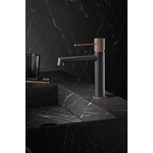 IMEX - Grifo de lavabo monomando de baño - SERIE LINE Gris Mate y Champagne - BDD038-1GC