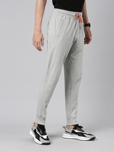 Image of BUZZ Standard Men Athleisure Slim Fit Solid Cotton Joggers Zipper Pockets, Ultra Soft, Stretchable, Breathable, Anti-Slip Waistband with Drawcord, Track Pants for Leisure, Travel, Workout. Pack of 1